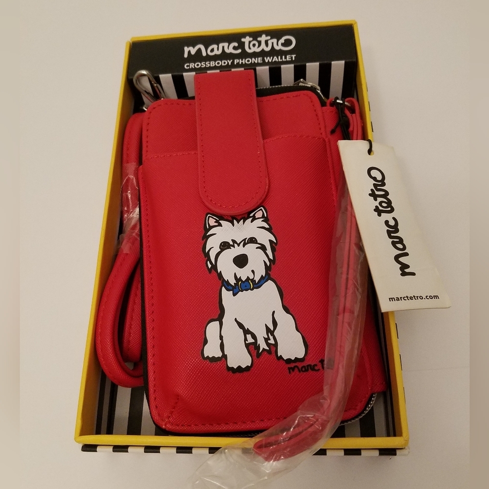 NWT in Box Marc Tetro Schnauzer Crossbody Phone Wallet Red
